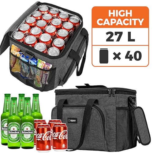 OPUX Soft Cooler Bag, Insulated Collapsible Lunch Cooler Tote for Men Work Camping Beach Travel, Portable Soft Sided Leakproof Waterproof Large Lunch Bag Box with Shoulder Strap 40 Cans, Charcoal Gray - color: Charcoal, size: 40 Cans