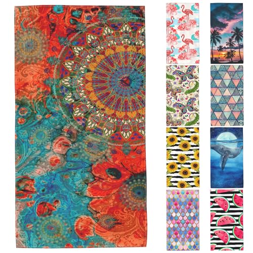 Beach Towel,Vintage Colorful Mandala Dark Eyes Lightweight Compact Sand Free Quick Dry Oversized Pool Swimming Towels for Girls Women Adults,29.5"×59" - color: Vintage Colorful Mandala Dark Eyes