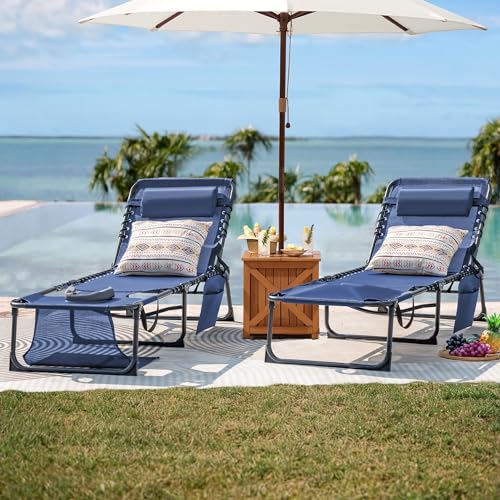 Flamaker Face Down Chaise Lounge Chair 5-Position Adjustable Sunbathing, Foldable Tanning Chair with Face& Arm Holes, Outdoor Recliner for Pool, Beach, Patio, Lawn (Blue, 1 Pcs) - color: Blue, style: Sauna, 1 Pcs