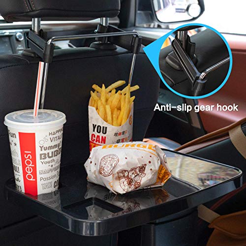 Foldable Car Seat Back Portable Tray for Food Dining Drink and Laptop, Hanging Car Steering Wheel Tray (Black) - size: Standard - Single