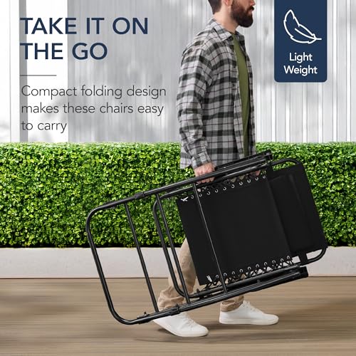 Best Choice Products Outdoor Zero Gravity Rocking Chair, Folding Reclining Patio Lounge Chair with Adjustable Pillow for Lawn, Beach, Camping - Black - color: Black