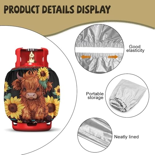 Camper Propane Tank Cover Highland Cow Outdoor 600D Heavy Duty Waterproof Covers Fits Standard 20 lb Cylinder, 13.7'' x 16.5'' for Rv Trailer - color: Highland Cow