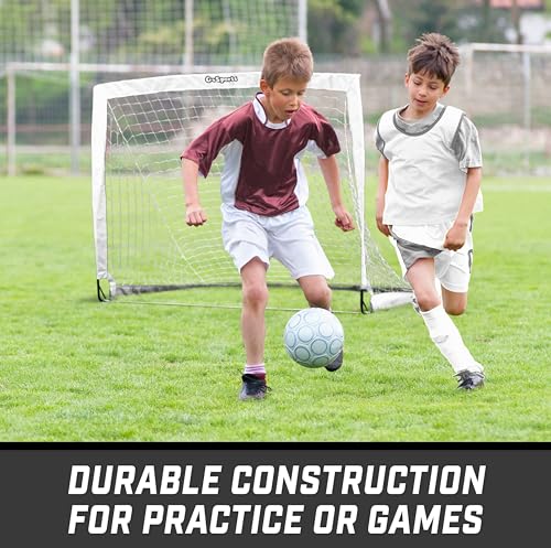 GoSports Portable Soccer Goals for Kids - 13 Color Options - Choose 4 x 3 ft or 6 x 4 ft - Team Tone Pop Up Nets for Backyard - color: White, style: 4 ft x 3 ft