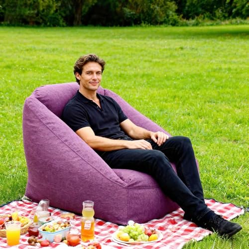 Inflatable Couch Sofa for Adult,Blow Up Chair,Camping Lounger Air Couch for Indoor&Outdoor with Removable Washable Cover (Purple) - color: Purple
