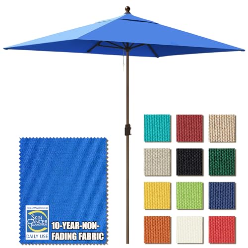 EliteShade USA 10-Year-Non-Fading 6.5x10Ft Rectangular Market Patio Umbrella, UPF 50+ UV Protection Performance Sun Umbrella, Heavy Duty Commercial Grade Outdoor Table Umbrella with Crank, Windproof Vented Top for Garden, Pool, Deck and Outdoor Playsets,