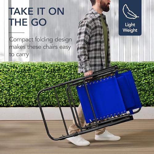 Best Choice Products Outdoor Zero Gravity Rocking Chair, Folding Reclining Patio Lounge Chair with Adjustable Pillow for Lawn, Beach, Camping - Cobalt Blue - color: Cobalt Blue