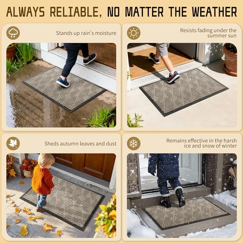 Yimobra Large Door Mat 36x24, All-Weather Waterproof Non-Slip Welcome Matt Outdoor, Heavy Duty Non Slip Doormat for Entryway for Patio and Garage Indoor, Easy Clean, Beige - color: Beige, size: 36x24 Inch