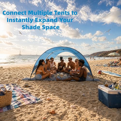 2026 Upgraded Beach Umbrella Canopy with UPF 50+ UV Protection – Portable Beach Tent for Sun, 360° Ventilation, 4 Sandbags, Dual Pockets, Stakes & Ropes, 106 * 65 * 61 inch for 4 People - style: 106*65*61 inch