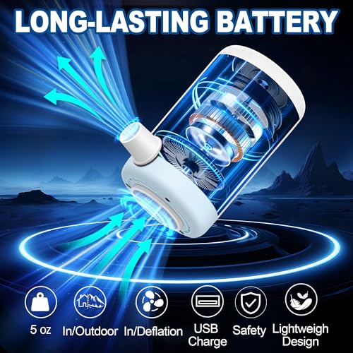 RovPool Electric Air Pump for Inflatables,Portable Air Pump with 5 Nozzles,Mini Air Pump with 1500mAh Battery,4kPa Quick-Fill Air Mattress Pump,Inflator Deflator Air Pumps for Pool Floats,Sleeping Pad