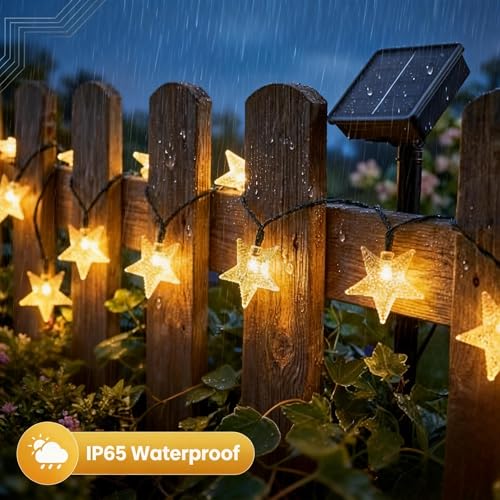Twinkle Solar Star String Lights Outdoor Waterproof Fairy Lights 39FT 100 LED with 8 Lighting Modes for Camping Garden Wedding Party Tree Holidays Backyard Patio(Warm White) - color: Warm White
