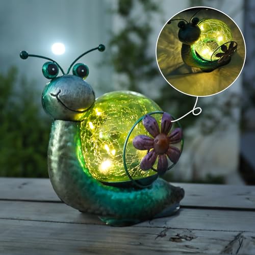 MUMTOP Solar Lantern Outdoor Waterproof LED Solar Lights Snail Decorative Tabletop Lanterns for Patio Garden Table Decor - style: Snail