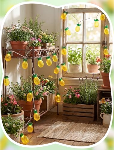 8.5Ft Pineapple String Lights, Hawaiian Beach Themed Party Lights with 10LED Warm White Waterproof Pineapple Fairy Lights, Tropical Decoration for Indoor Outdoor Party Bedroom Wedding Birthday Pool - color: Pineapple
