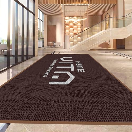 Custom Personalized Commercial Floor Mat with Any Logo Size Color Entryway Welcome Doormat Entrance Carpet for Business Home Indoor/Outdoor Non-Slip Durable Wear Resistance - color: Brown, size: 1.9'x1.3'/60x40cm