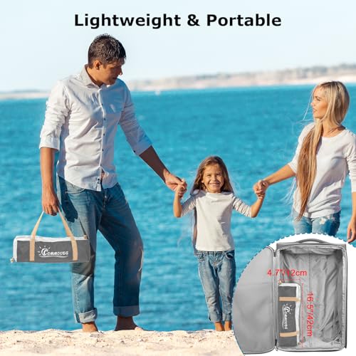 COMMOUDS Beach Tent Sun Shade for 3/4/6/8 Person, UPF 50+ Beach Sun Shelter Canopy Tent, Lightweight, Easy Set Up and Carry - color: CreamyGray, size: 3 Person