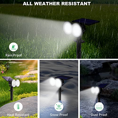 K KASONIC - Solar Spot Lights Outdoor, Waterproof LED Solar Landscape Spotlights, Wall & Ground Lights Dark Sensing Auto On/Off, Garden Lights for Yard Pathway Walkway, Daylight & Warm White, 2 Pack