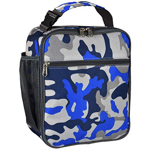 Insulated Lunch Bag, Leakproof Portable Box for Women Men Boys Girls, Large Capacity Cooler Bag with Handle and Bottle Pocket for Office School Camping Hiking Outdoor Beach Picnic (Camo Blue) - color: Camo Blue