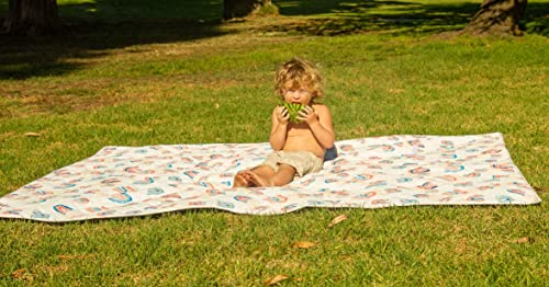 Shwally The Picnic Mat - Indoor/Outdoor Rug with Hand-Drawn Designs - Machine Washable, Water Resistant, Durable & Wipeable Material - Foldable & Easy to Carry - Large - style: Wavy Rainbows