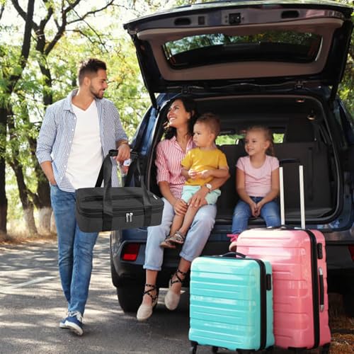 Insulated Casserole Carriers for Hot or Cold Food,Double Decker Casserole Dish Bag Carrying Case,Expandable Food Carrier Warmer Container Bag For Travel Picnic Cookouts.Fits 9"x13" Baking Dish - color: Double Black