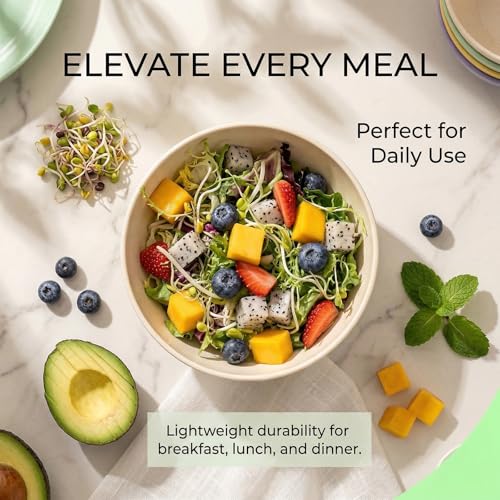 SHECIPIN 42-Piece Wheat Straw Dinnerware Set, Large Round Plates, Bowls and Cups, Unbreakable dish set, Dishwasher and Microwave Safe, Outdoor Dishes (Beige) - color: Beige
