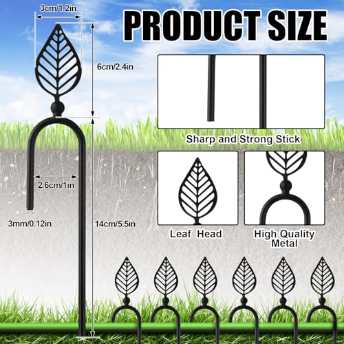 MorningRo 6 Pcs 8 Inch Garden Hose Guide Spike Metal Garden Stakes Holder Heavy Duty Metal Hose Guide for Plant Protection Lawn Yard(Leaf) - style: Leaf