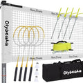Outdoor Badminton Set for Backyard Lawn Beach Portable Badminton Net Set System with Anti Sagging Design 4 Carbon Aluminum Rackets 3 Birdies and Carrying Bag - color: White