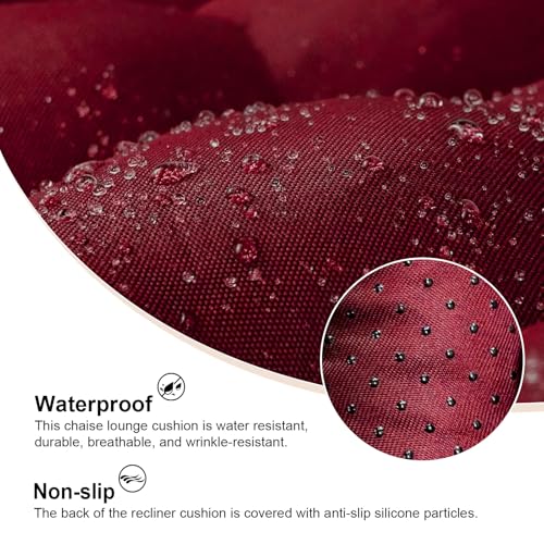 ERWUDEling Patio Lounge Chair Cushion, Waterproof Lounge Chair Cushion, Thickened 67 x 19 x 4 Inch Zero Gravity Chair Cushion for Outdoor Indoor Furniture, Home and Office, Wine red (Only Cushion) - color: Wine Red, size: 67x19x4 inch