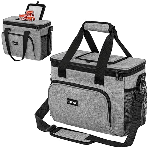 OPUX Soft Cooler Bag, Insulated Collapsible Lunch Cooler Tote for Men Work Camping Beach Travel, Portable Soft Sided Leakproof Waterproof Large Lunch Bag Box with Shoulder Strap 30 Cans, Heather Gray - color: Heather Gray, size: 30 Cans