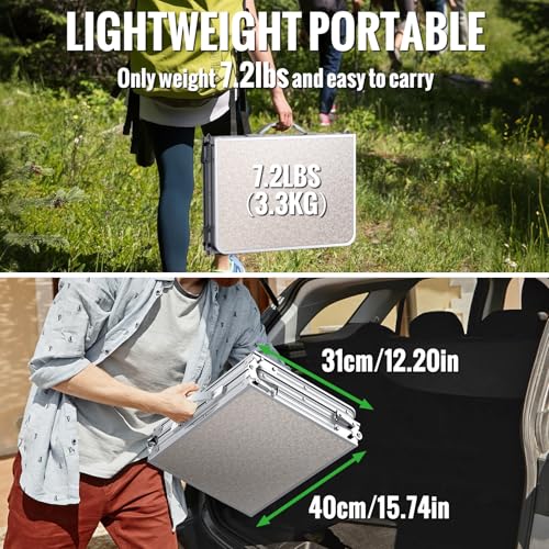 GARLLEN Folding Camping Table, 3-Height Adjustable Portable Folding Camping Table with Storage Bag, Lightweight Picnic Aluminum Table for Camping, BBQ, Outdoor, 34.2" L x 15.7" W, Silver - color: Silver, size: Tabletop Size: 34.2"l X 15.7"w