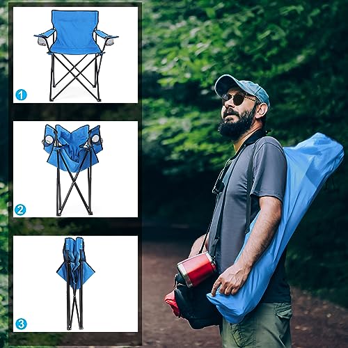 HaSteeL Foldable Camping Chair Set of 2, Folding Camp Chairs & Carrying Bags for Adults, Portable for Lawn, Outdoors, Fishing, Hiking, Travel, Picnic, Beach, Oversized & Supports 275lbs (Blue) - color: Blue