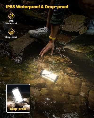 Glocusent 106 LED Camping Lights, Up to 80Hrs, 5000mAh Camping Lantern Rechargeable with 5 Brightness 3 Modes & SOS, IP68 Waterproof, Max 1200LM, Lanterns for Power Outages Hiking Emergency Hurricane - color: Gray