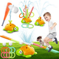 4-in-1 Turtle Water Sprinkler Toys for Kids - Summer Oudoor Toy with Baseball Ringtoss Tubes - Outside Yard Lawn Backyard Park Garden Pool Games for Age 3 4 5 6 7 8 Year Old Toddlers Boys Girls Gifts