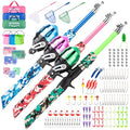 WIDDEN Kids Fishing Pole, Portable Telescopic Kids Fishing Poles for Boys and Girls, Fishing Rod and Reel Combo Kit with Tackle Box, and Fishing Net, Best Fishing Pole for Toddler Youth - color: Pink+Blue+Green