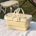 Collapsible Picnic Basket, Collapsible Picnic Basket with Handles (with Table Lid), Collapsible Garden Basket, Collapsible Harvest Basket for Camping, Beach, Hiking, and Outdoor Dining (Milky White) - color: Milky White