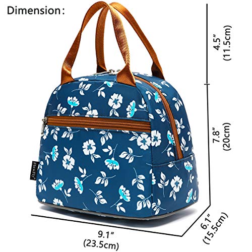 FlowFly Insulated Lunch Cooler Bag - Tote Bag Organizer for Women/Men, Floral#White - color: Floral#White