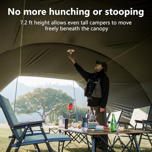BISINNA Camping Tarp 18x13ft Car Awning Blackout Waterproof Hammock Rain Fly Sun Shade Rain Protection Canopy for Outdoor Beach Picnic (Green) - color: Green