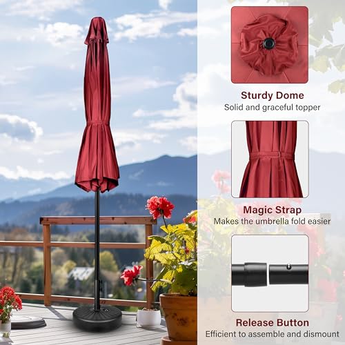 Simple Deluxe 7.5ft Patio Umbrella Outdoor Table Market Yard Umbrella with Push Button Tilt/Crank, 6 Sturdy Ribs for Garden, Deck, Backyard, Pool, Red - color: Red-New, size: 7.5ft