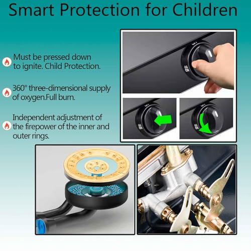 Horynar Single Burner Propane Stove with LPG CSA Hose 13,000 BTU Single Propane Burner Smart Switch Protection Unique Body Integrated Design for Outdoor, Emergency