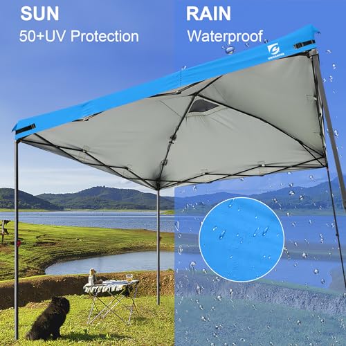 10x10 Pop Up Canopy Replacement Top Cover with Air Vent for Straight Leg Canopy Tent, Waterproof for Outdoor Garden Patio Camping Sun Shade (Light Blue) - color: Light Blue