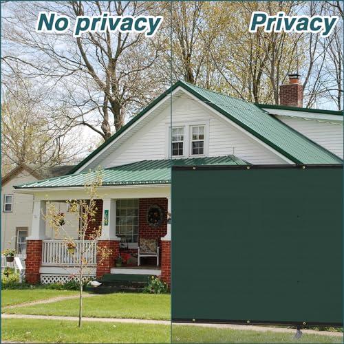 ECOOPTS 5'Hx12'L Privacy Fence Set with Poles and Rails Ground Spikes Fence Kit for Patio Garden Pool Yard (Green) - color: Green, size: 0 5'Hx12'L