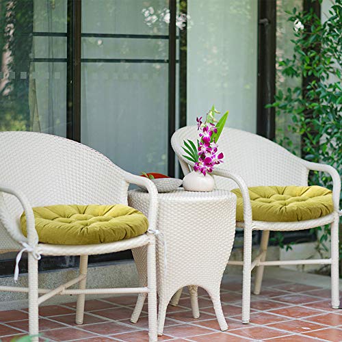 Tiita Outdoor Cushions Square Floor Pillow Thicken Tufted Seat Pad Large Floor Cushion for Yoga Meditation Living Room - color: Round|green, size: 2 Count (Pack of 1)