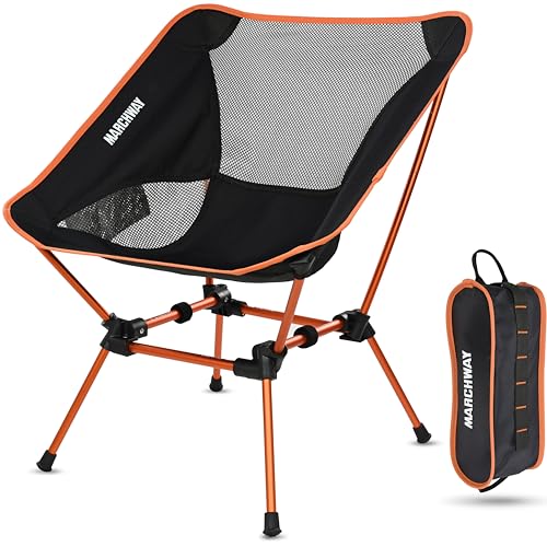 MARCHWAY Ultralight Folding Camping Chair, Heavy Duty Portable Compact for Outdoor Camp, Travel, Beach, Picnic, Festival, Hiking, Lightweight Backpacking (Orange) - color: Orange
