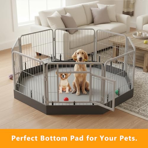 Dog Playpen Bottom Pad Fits for 24 Inch 8 Panels Metal Exercise Pet Playpen, Dog Crate Pad Puppy Playpen Pad, Elastic Buckles Connections.(Note: Playpen Not Included) -PureBlack - color: PureBlack