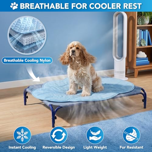 PetAmi Dog Cooling Mat, Cloud Shape, Pet Pad with Cooling Nylon & Soft Fleece, Q-Max > 0.4 Reversible All Season Blanket for Dogs & Cats, Large 49x59 in, Light Blue - color: Light Blue, size: Large