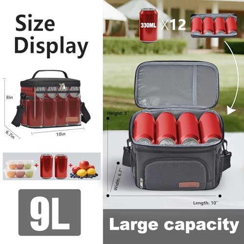 ExtraCharm Insulated Lunch Bag for Women/Men - Reusable Lunch Box for Office Picnic Hiking Beach - Leakproof Cooler Tote Bag Organizer with Adjustable Shoulder Strap for Adults - Black - color: Black