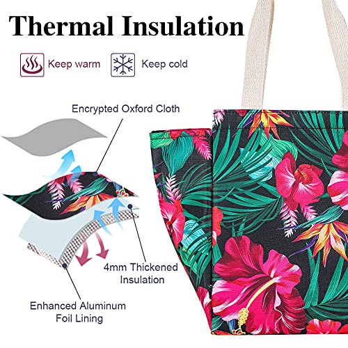 iknoe Lunch Bag Insulated Lunch Bags for Women & Men, 9L Reusable Lunch Tote, Portable Adult Thermal Large Lunch Cooler for Work Picnic Beach (Botanic) - color: botanic, size: Velcro Closure