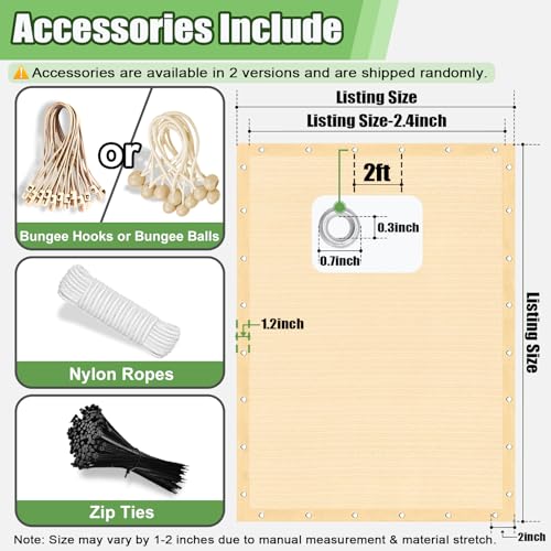 90% Outdoor Sun Shade Cloth, 6'×12' Pergola Shade Cover with Grommets, Privacy Screen Sunshades for Patio Garden Backyard Plant, Wheat - color: Wheat, size: 0 6 X 1 2 FT