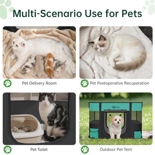 Dog Playpen,Cat Pet Puppy Pen,Portable Playpens for Dogs Indoor Outdoor Travel Camping Use,Foldable Dog Kennel Tent Crate for Rabbit Small Animals with Carrying Case (Green, Small) - color: Green, size: Small