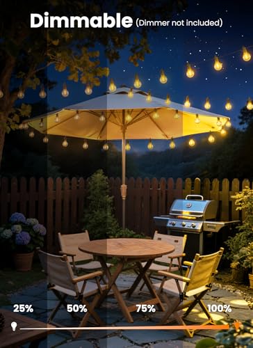Outdoor String Patio Lights, 50FT 50 LED Patio Lights Waterproof, Connectable Shatterproof Hanging Outside String Light for Backyard, Porch, Deck, Balcony, Garden, House Decor, 2200K - size: 50ft 50led