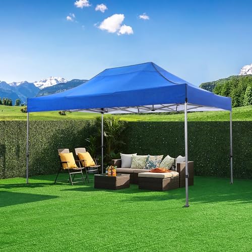 COBIZI 10x15 Pop up Canopy Gazebo 3.0, Easy up Heavy Duty Canopy with 4 Removable Sidewalls, High Stability, All Weather Sunshade 100% Waterproof Outdoor Canopy Tents with Carry Bag, Blue - color: Blue, size: 10x15 with 4 sidewalls