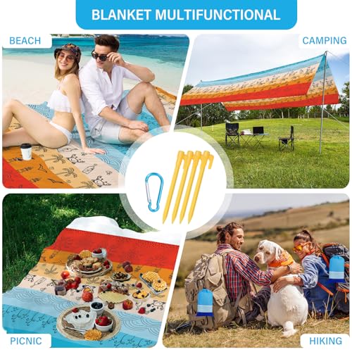 Beach Blanket Waterproof Sandproof Oversized Lightweight 78''×110'' 1-7 Adults Blanket Beach Large Picnic Mat for Travel Camping Hiking Picnic - color: Beach, size: 78''x110''